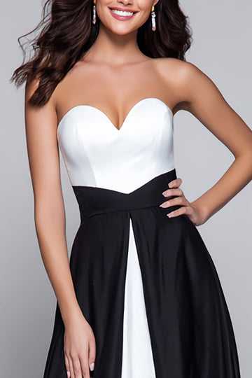 Noir et blanc Sweetheart Une robe longue formelle ligne